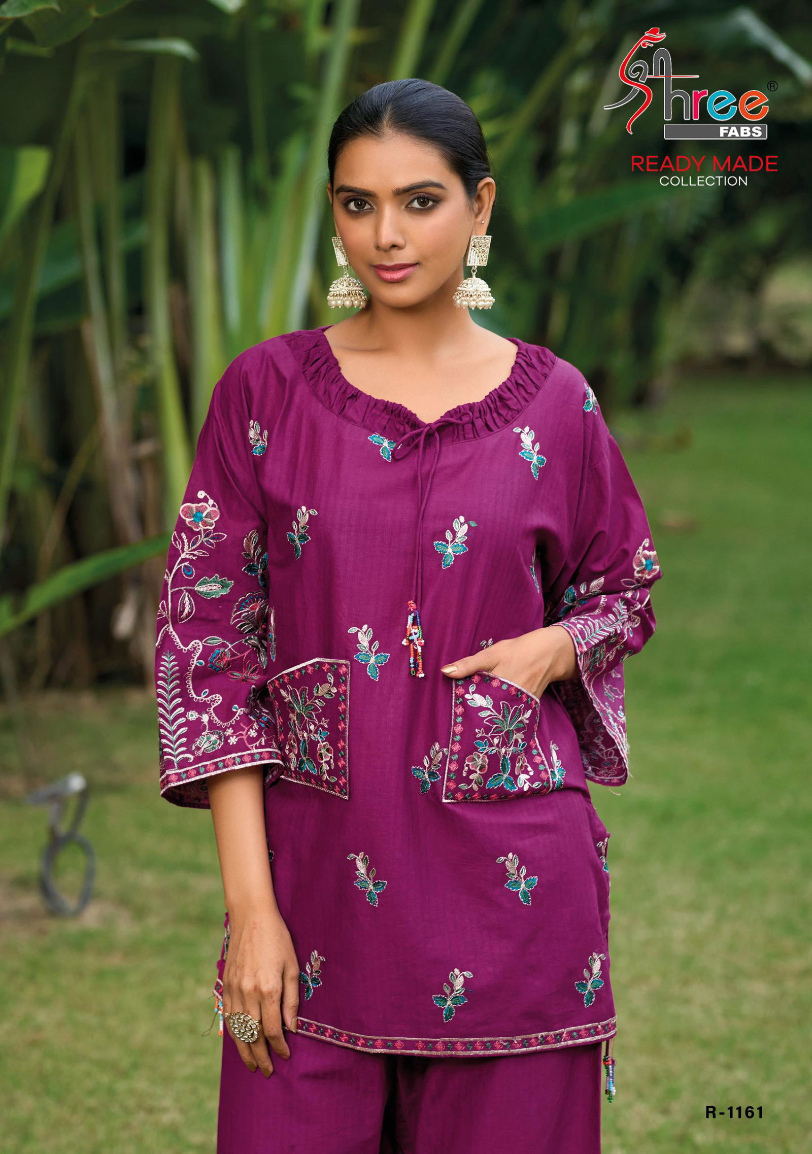 R 1161 By Shree Silk Embroidery Designer Ladies Top With Bottom Wholesale Online